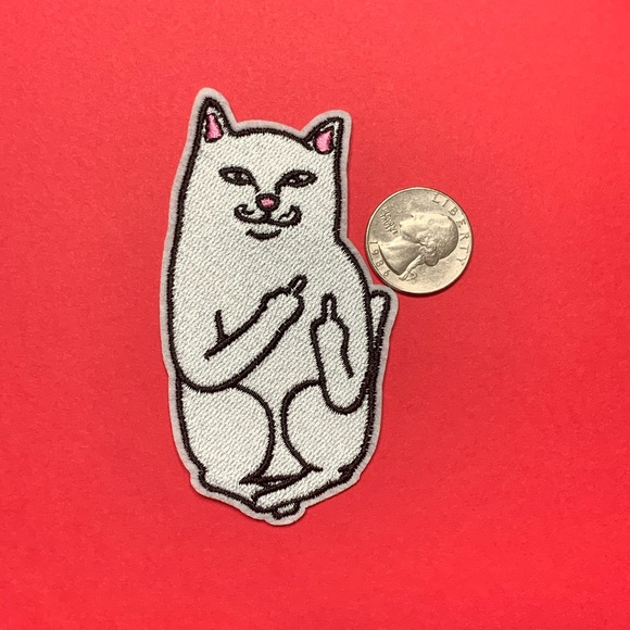 Cat middle finger nermal Iron On Patch - Picture 2 of 3